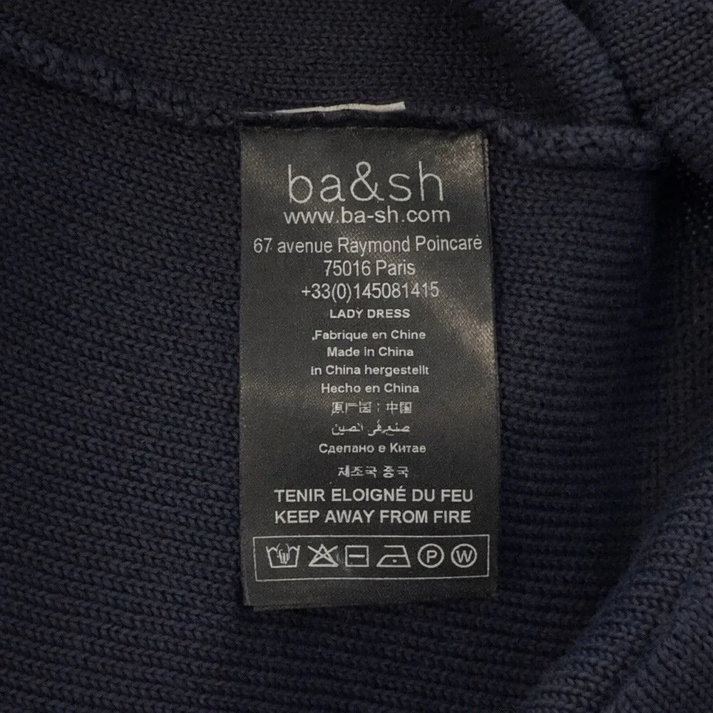 ba&sh Black Cutout Halter Maxi Dress Ribbed Knit Open Back Size 1 - Picture 6 of 9